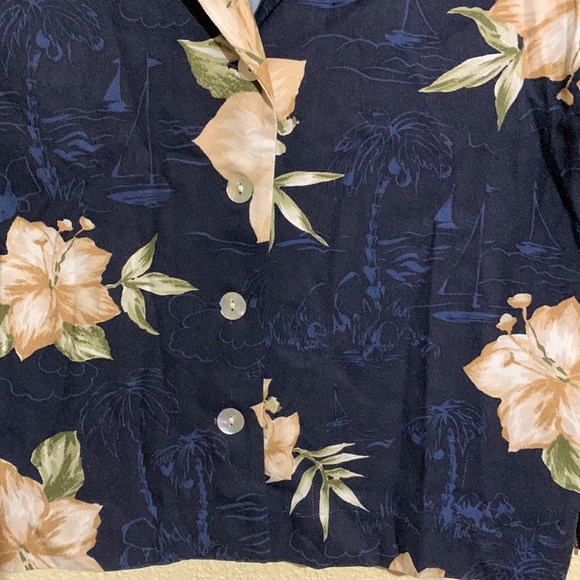 K Petite 2 pc Dress with Top Navy Blue Cream Floral Size 6P 100% Rayon - Picture 10 of 16